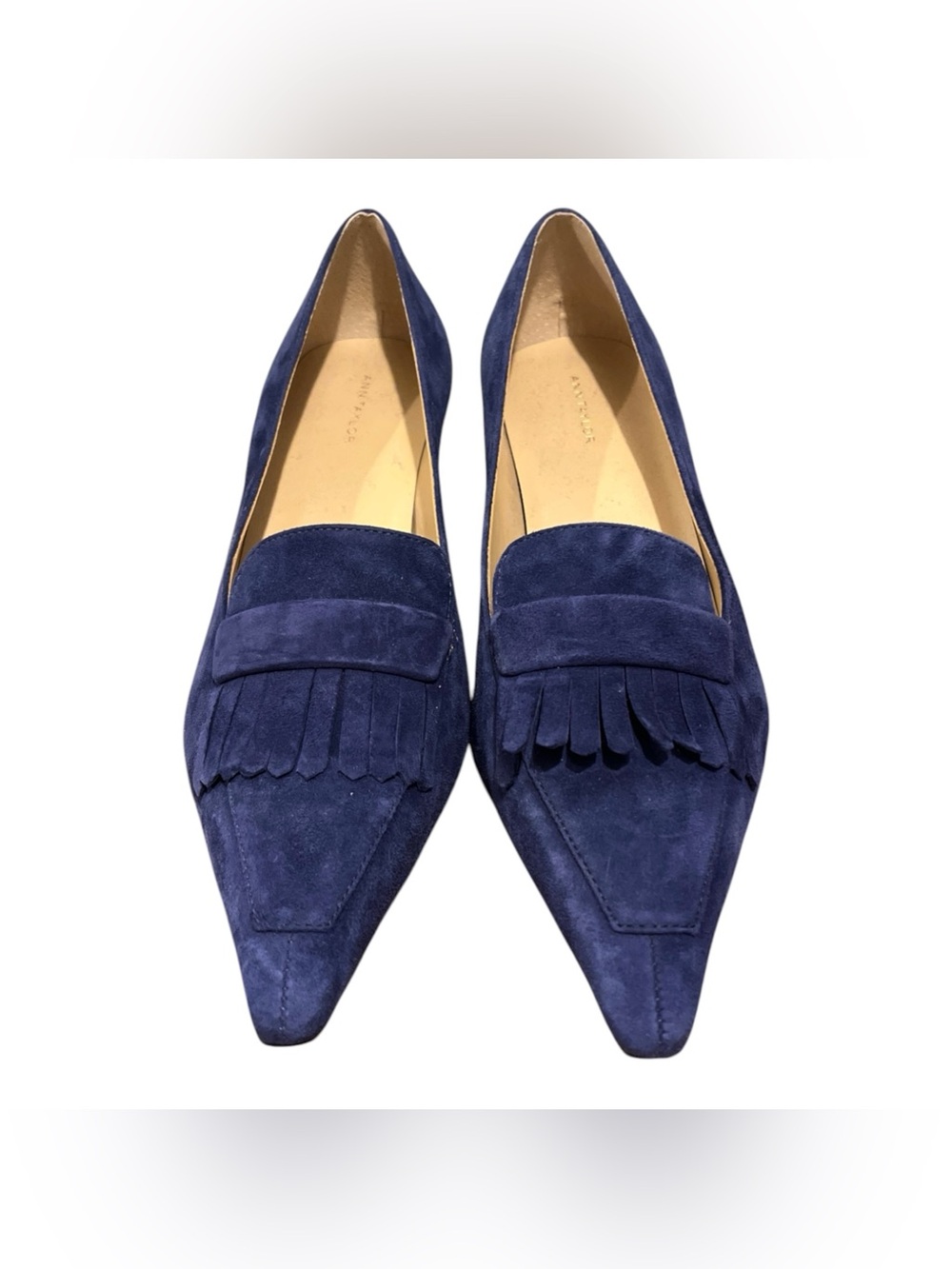 Ann Taylor Blue  Suede Pointed kitten heels sz 8M
